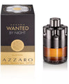 Azzaro Wanted by Night perfume bottle and packaging on a white background