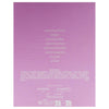 Back label of a Chanel product with text and branding on a purple background
