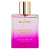 Bellavita Senorita Woman Eau de Parfum 100ml bottle with a vibrant pink to purple gradient and a shiny gold cap, set against a plain white background.