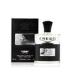 Creed Aventus perfume bottle with packaging on a white background