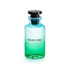 Louis Vuitton Pacific Chill perfume bottle with gradient blue to green design on a white background