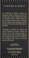 Parfums de Marly advertisement with text on a black background