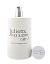 Perfume bottle labeled 'Juliette has a gun Not a Perfume' on a white background