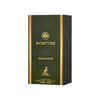 Sceptre Amazonite Eau de Parfum box, featuring a dark forest green front with gold lettering and borders, and a black wood-grain patterned side panel, set against a plain white background.